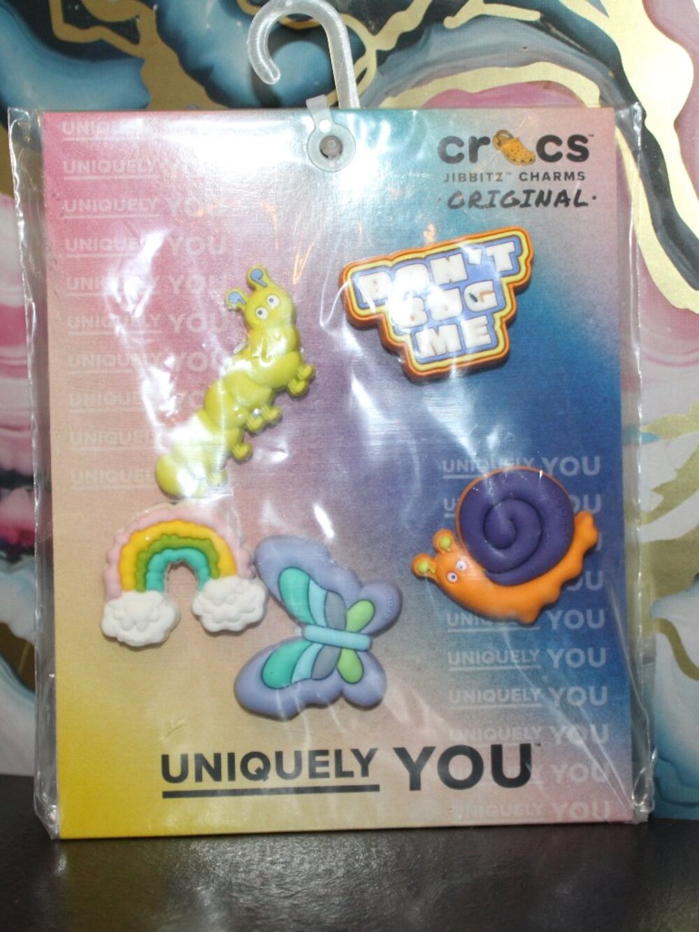 NWT Crocs Jibbitz™ Crafty Critters 5 Pack bug charms, snail, butterfly, rainbow
